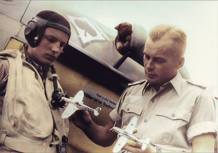A Collection Of Colourised Images Of Messerschmitt Bf 109's And Pilots
