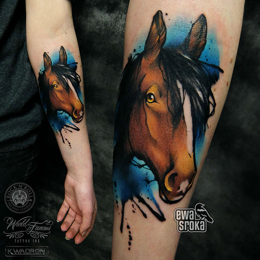 A Great Gallery About Watercolor Tattoos By Ewa Sroka!