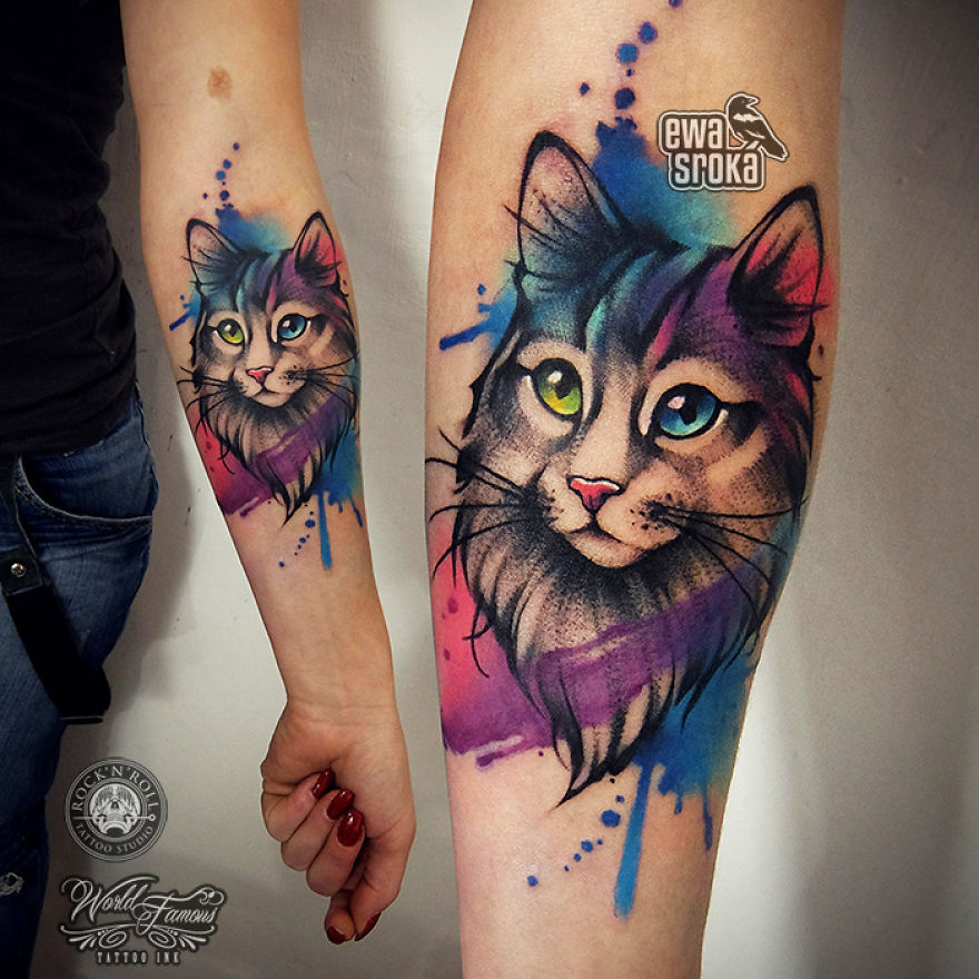 A Great Gallery About Watercolor Tattoos By Ewa Sroka!