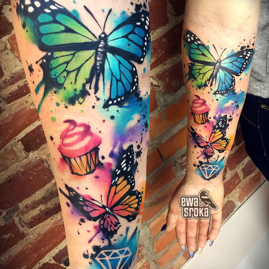 A Great Gallery About Watercolor Tattoos By Ewa Sroka!