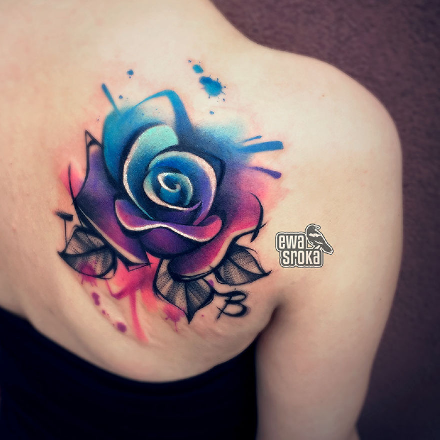 A Great Gallery About Watercolor Tattoos By Ewa Sroka!