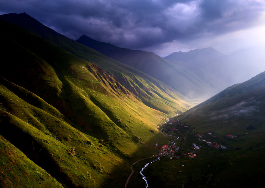 A Break In The Clouds During A Stormy Morning In Juta Village