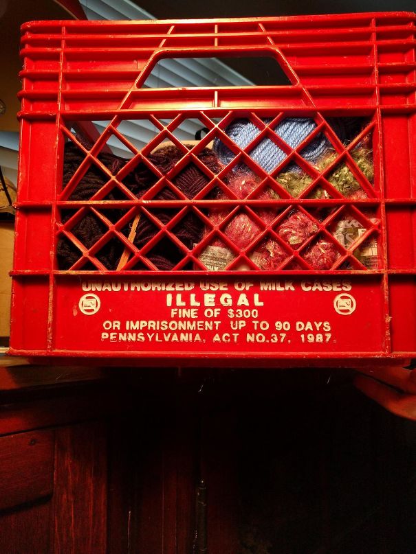 My Girlfriend Has Been Using This Milk Crate To Store Yarn For Years