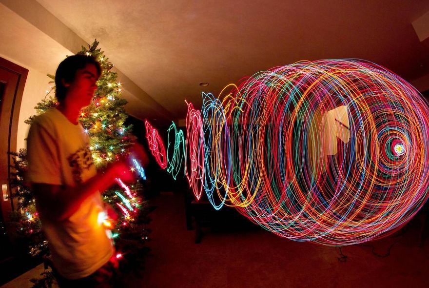 While Playing Some Christmas Light Jump Rope, I Decided To Take A Long Exposure Photo