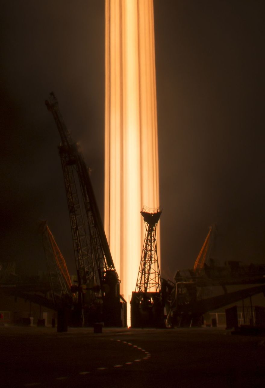 Long Exposure Of Soyuz Launch To The Iss