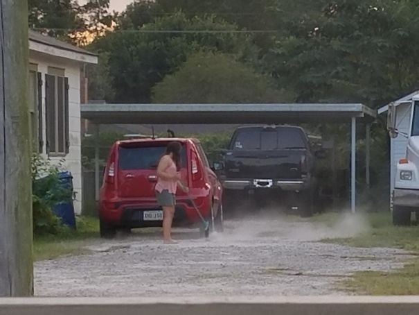 My Neighbor Has Been Sweeping Her Rock Driveway For 30+ Minutes