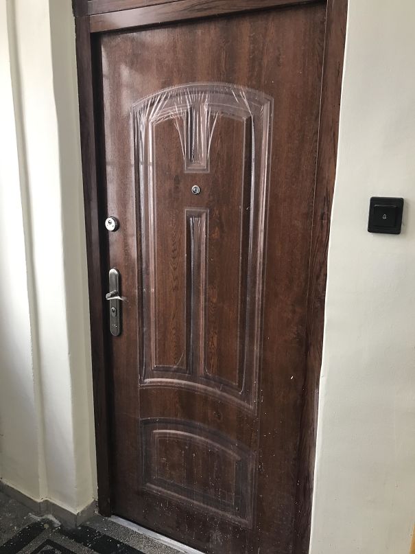 My Neighbor Replaced His Door 6 Months Ago And Hasn't Removed The Shrink Wrap