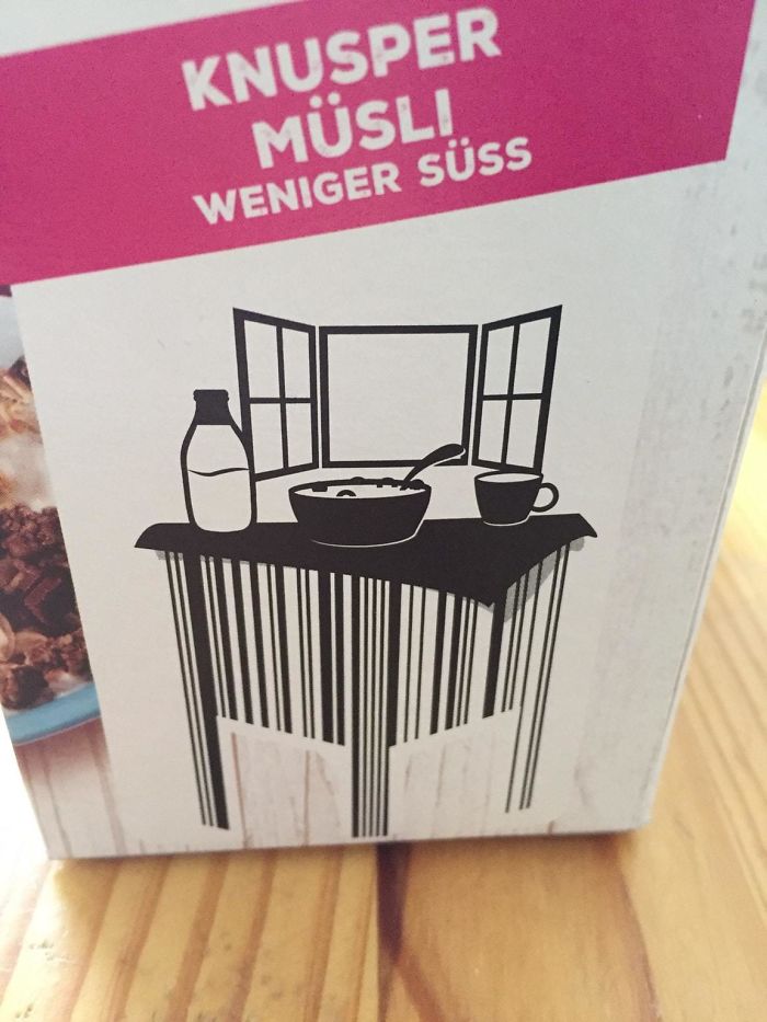 The Barcode On My Cereal Is A Table With A Bowl Of Cereal On Top