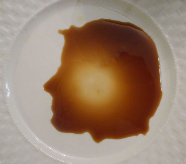 My Friend Spilled His Soy Sauce And It Looks Like A Man's Head Profile