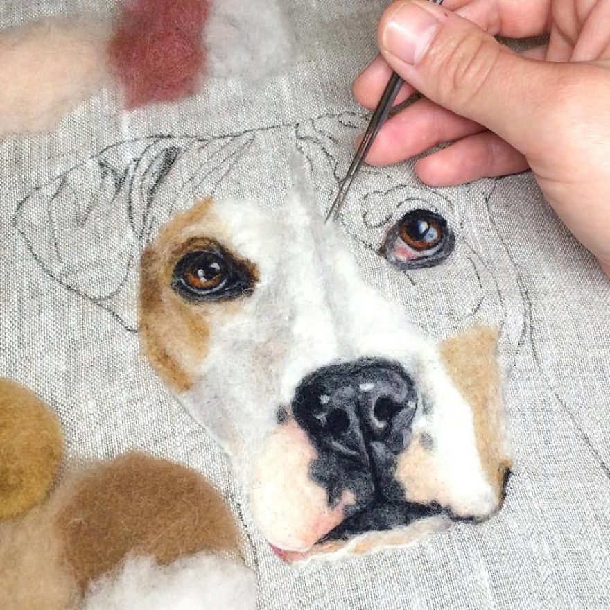 Artist Draws Realistic Portraits Using Embroidery Technique