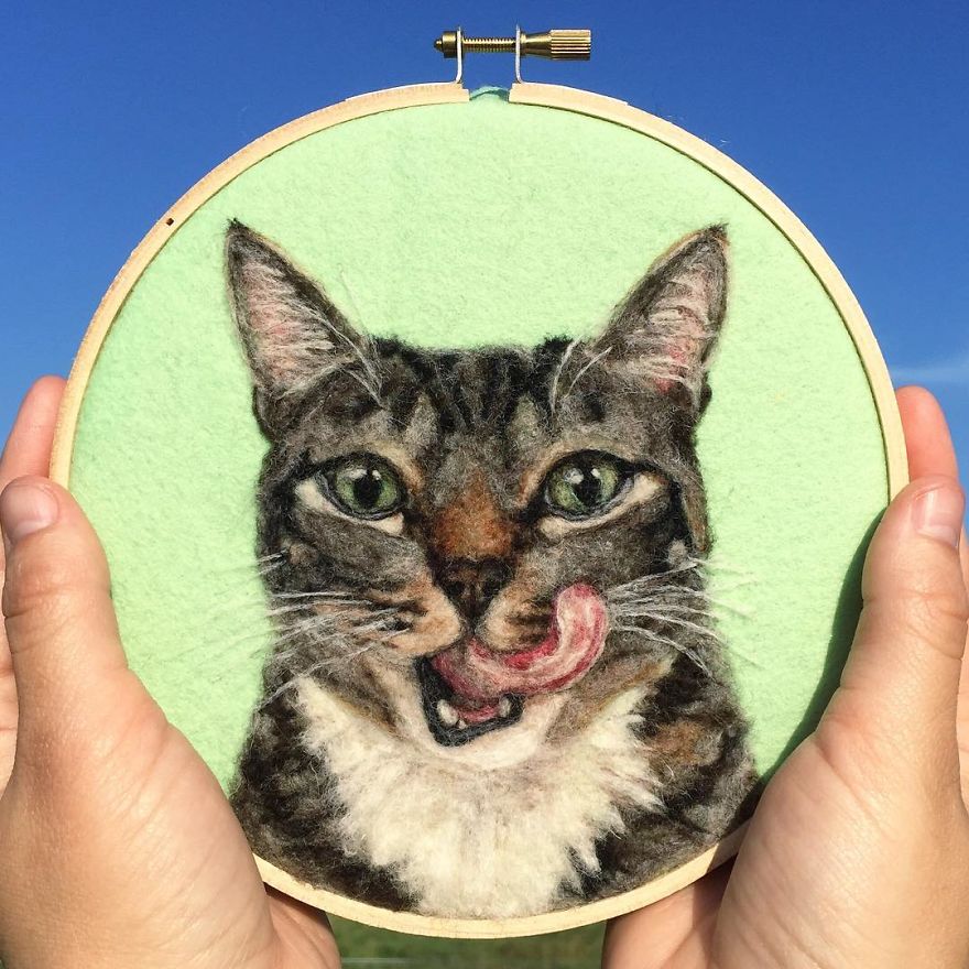 Artist Draws Realistic Portraits Using Embroidery Technique