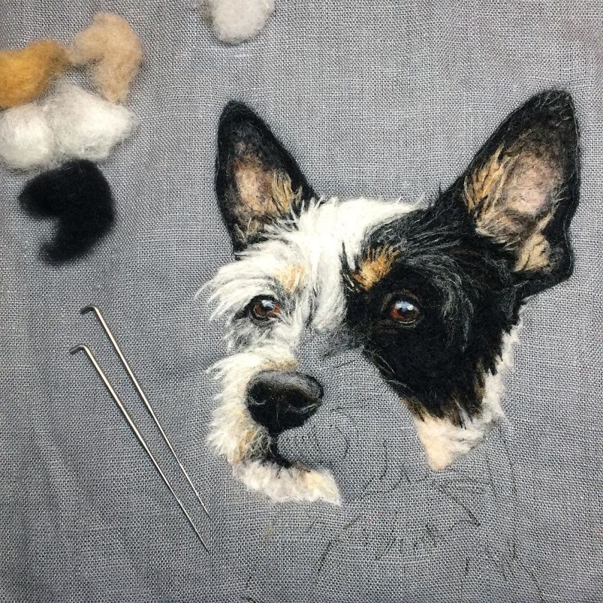 Artist Draws Realistic Portraits Using Embroidery Technique