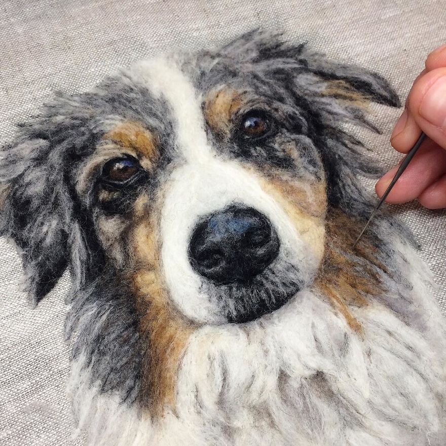 Artist Draws Realistic Portraits Using Embroidery Technique