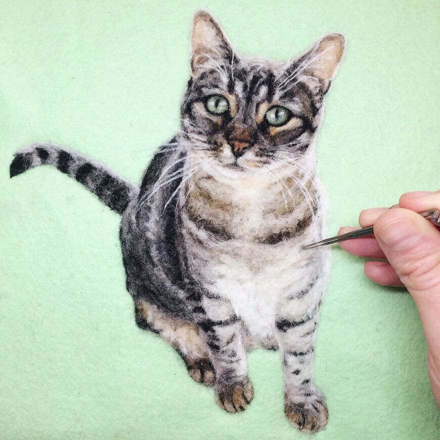 Artist Draws Realistic Portraits Using Embroidery Technique