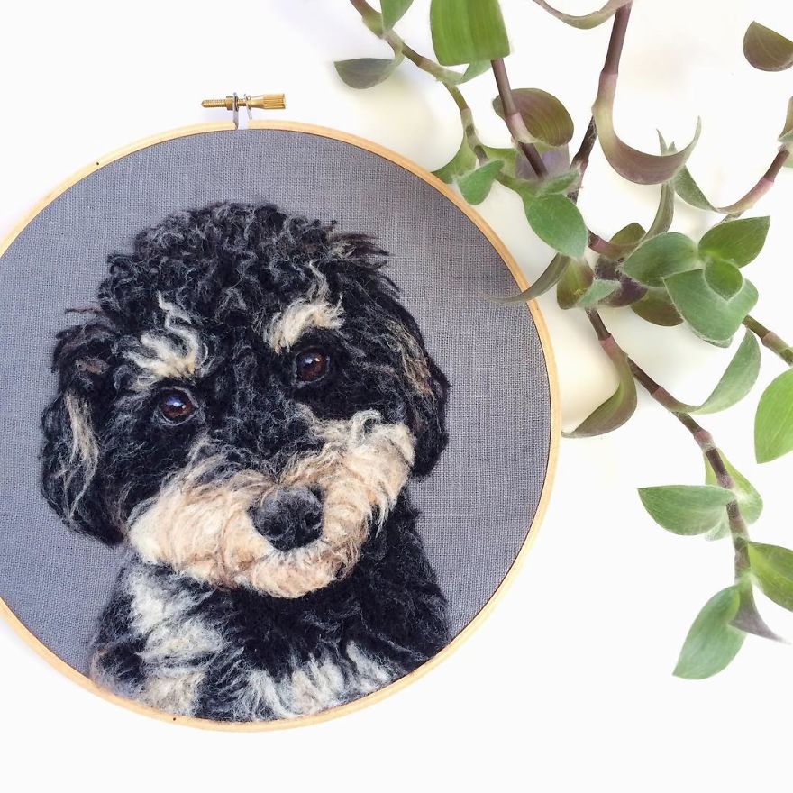 Artist Draws Realistic Portraits Using Embroidery Technique