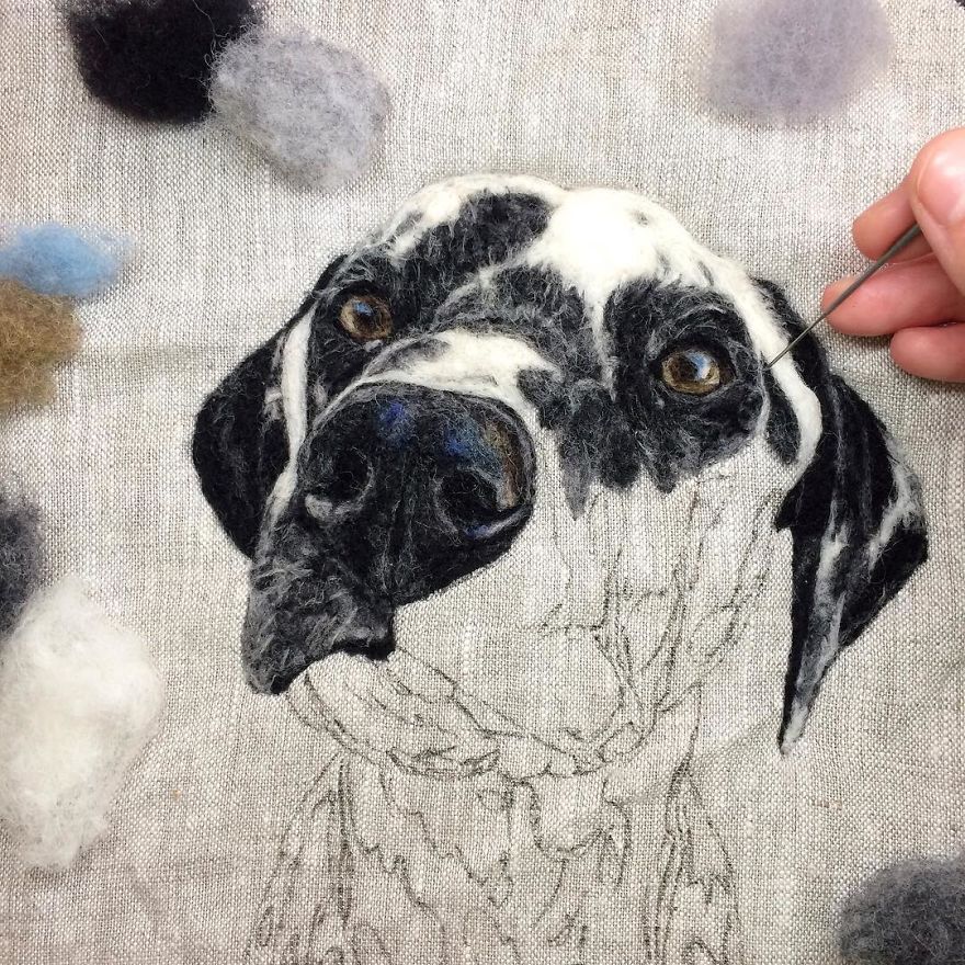 Artist Draws Realistic Portraits Using Embroidery Technique
