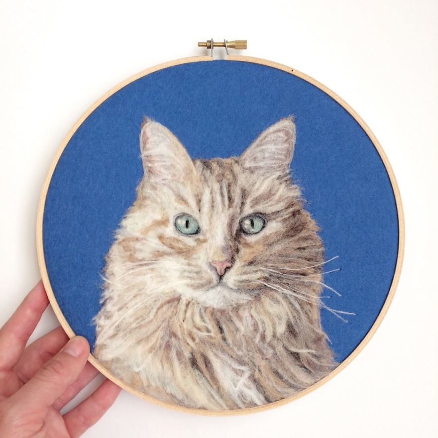 Artist Draws Realistic Portraits Using Embroidery Technique