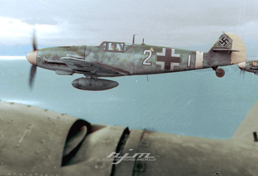 A Collection Of Colourised Images Of Messerschmitt Bf 109's And Pilots