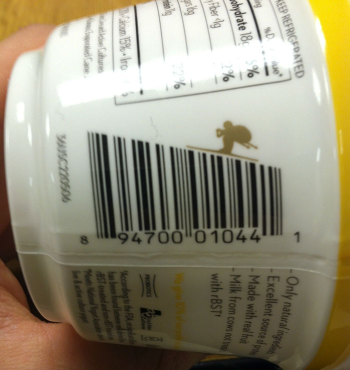 This Yogurt Barcode Has A Guy Skiing Up It
