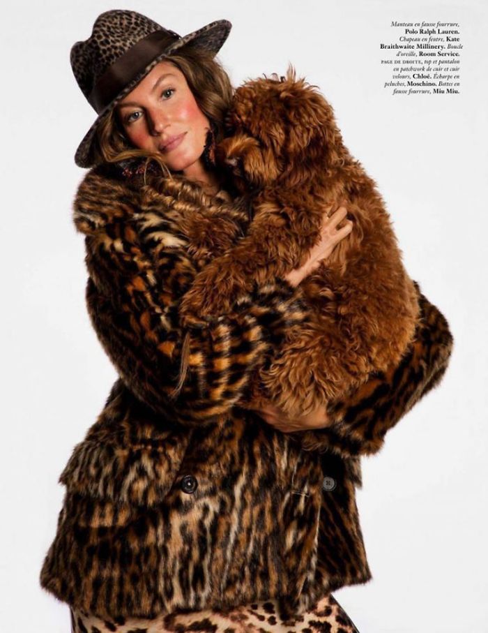 Gisele B&uuml;ndchen And A Baby Kangaroo Cover 'Vogue' Paris's Faux Fur-Heavy Animals Issue