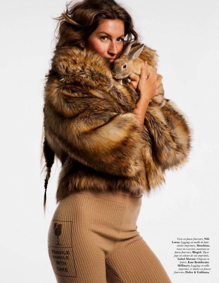 Gisele B&uuml;ndchen And A Baby Kangaroo Cover 'Vogue' Paris's Faux Fur-Heavy Animals Issue