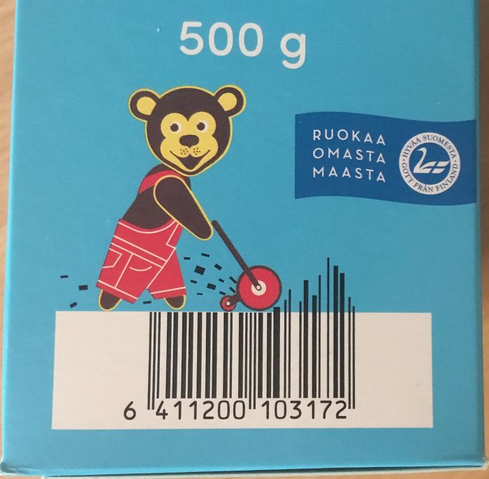 Barcode On Nalle ("Cub") Oatmeal Box