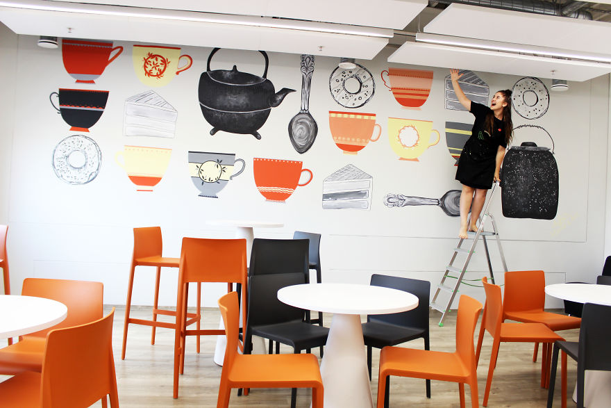 I Spent Three Days To Create This Sweet Wall Painting At Big And Modern Kitchen I Spent Three Days To Create This Sweet Wall Painting At Big And Modern Kitchen