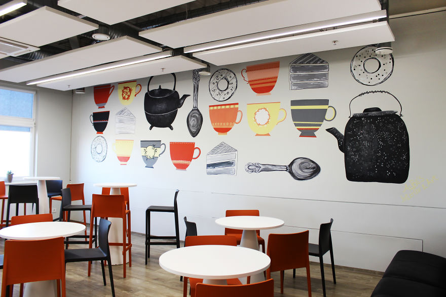 I Spent Three Days To Create This Sweet Wall Painting At Big And Modern Kitchen I Spent Three Days To Create This Sweet Wall Painting At Big And Modern Kitchen