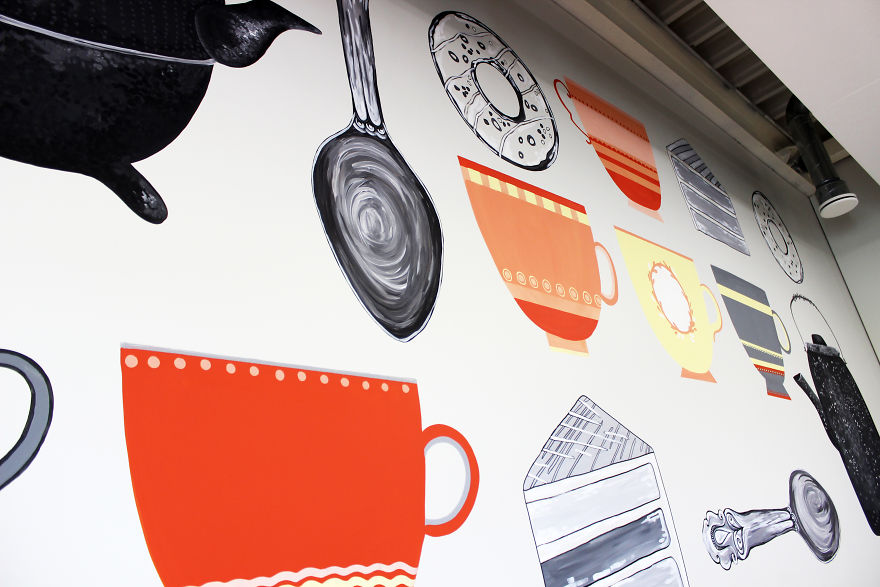 I Spent Three Days To Create This Sweet Wall Painting At Big And Modern Kitchen I Spent Three Days To Create This Sweet Wall Painting At Big And Modern Kitchen