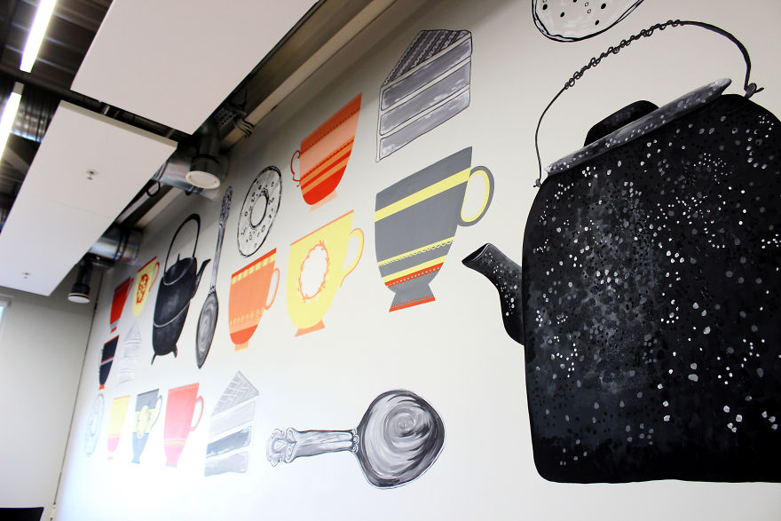 I Spent Three Days To Create This Sweet Wall Painting At Big And Modern Kitchen I Spent Three Days To Create This Sweet Wall Painting At Big And Modern Kitchen