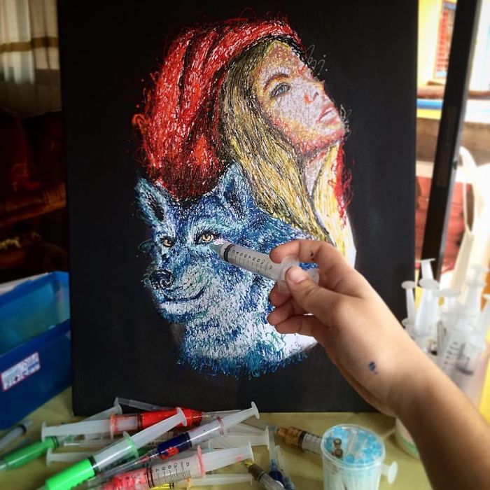 I'm A Nurse And I Use Syringes To Paint In My Free Time