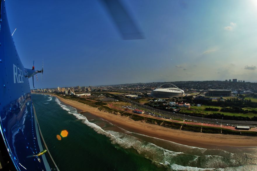 Here What It Looks Like To Fly Around In A
helicopter By Durban Area In Natal-Zulu, South Africa