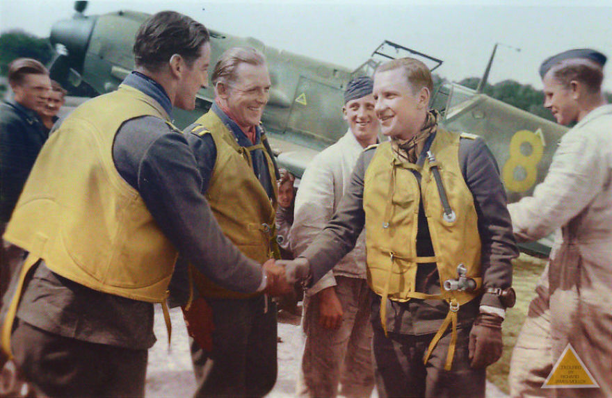 A Collection Of Colourised Images Of Messerschmitt Bf 109's And Pilots