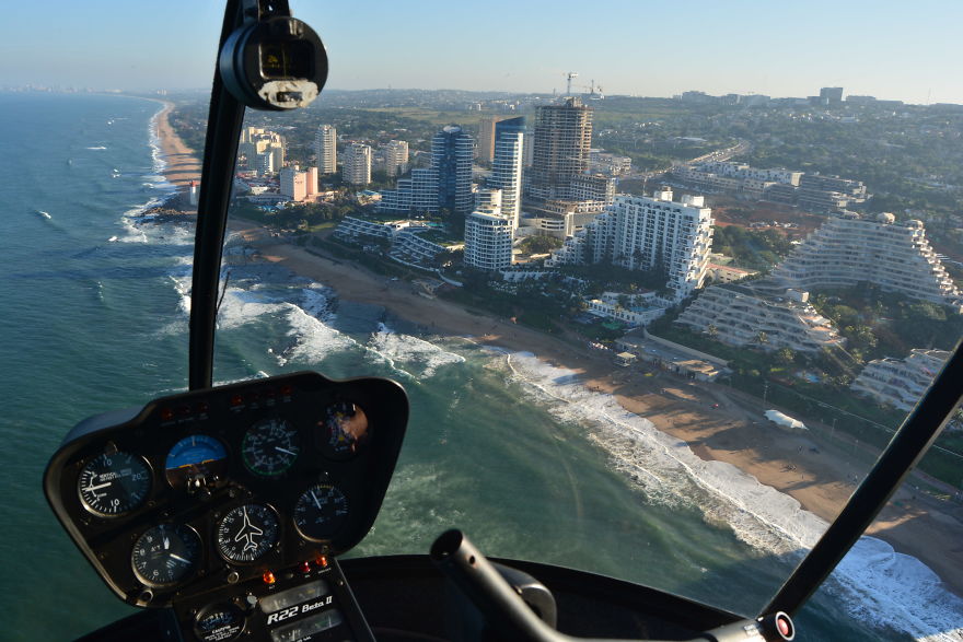 Here What It Looks Like To Fly Around In A
helicopter By Durban Area In Natal-Zulu, South Africa