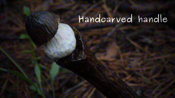 Mushroom Knife With Carved Handle And Recycled Blade