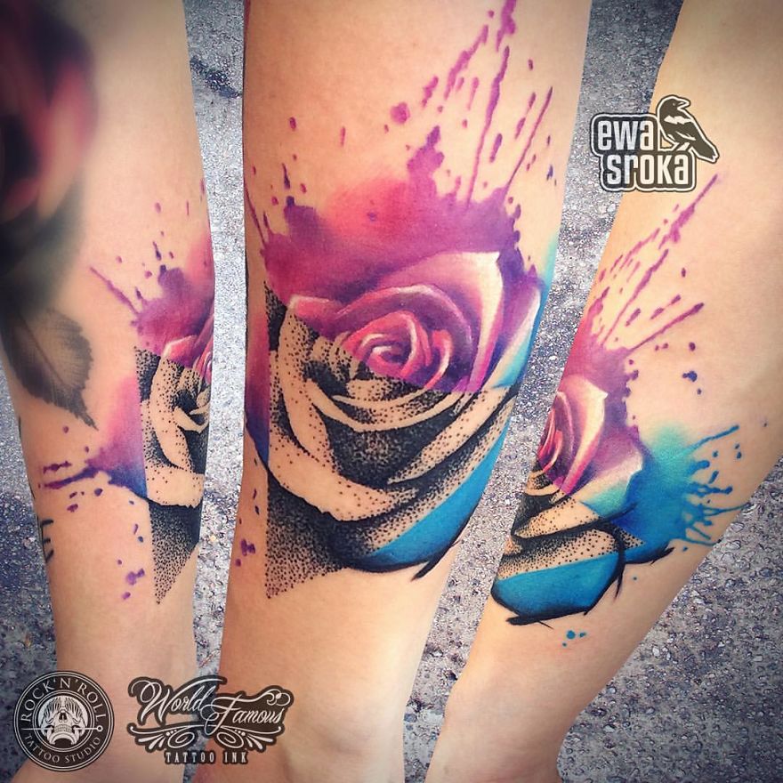 A Great Gallery About Watercolor Tattoos By Ewa Sroka!