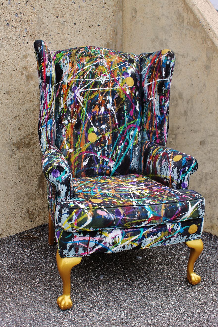 I Threw Buckets Of Paint On An Old Chair. Here's What Happened