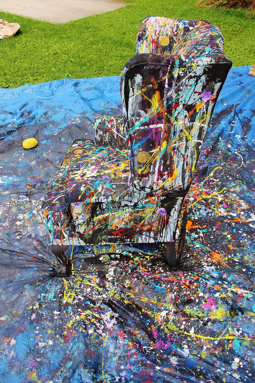 I Threw Buckets Of Paint On An Old Chair. Here's What Happened