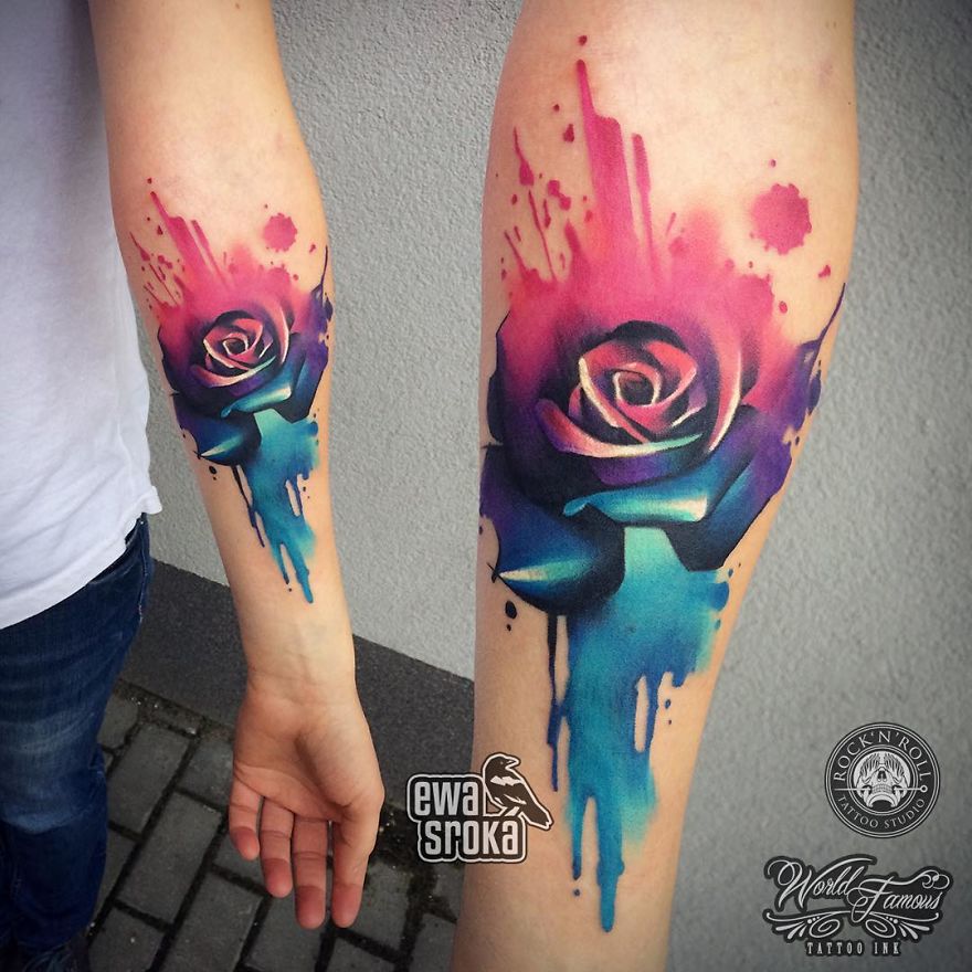 A Great Gallery About Watercolor Tattoos By Ewa Sroka!