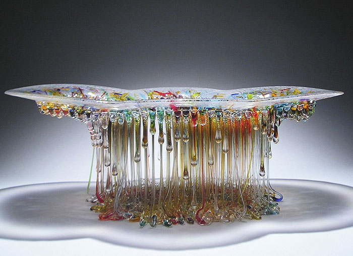 "Jellyfish" Glass Tables With Dripping Tentacles That Look Like They've Been Created By The Sea "Jellyfish" Glass Tables With Dripping Tentacles That Look Like They've Been Created By The Sea