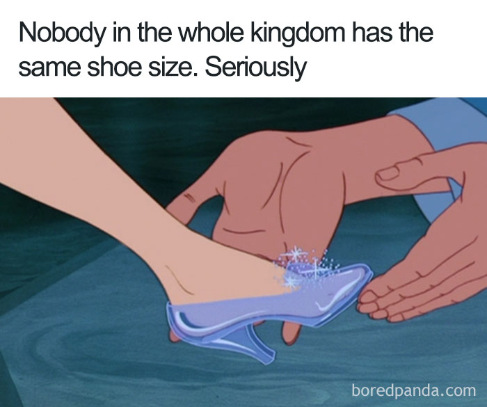 Cartoon logic example with the glass slipper fitting perfectly only one person.