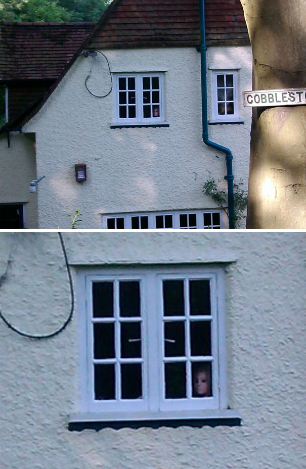 My Arsehole Of A Neighbour Leaves This In His Window To Scare Passers-By