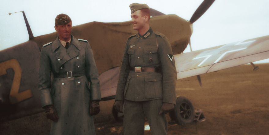 A Collection Of Colourised Images Of Messerschmitt Bf 109's And Pilots