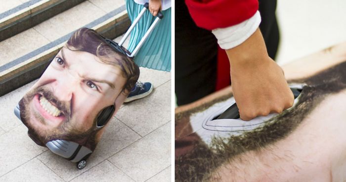 People Are Laughing At This Luggage Cover That Uses Giant Pic Of Your Face But It’s Actually Genius