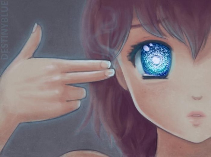 Illustration of a girl with a deep, complex expression, pointing at her head, capturing themes of depression.