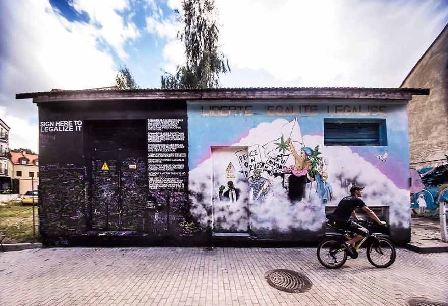 Cannabis Legalization Mural Instant Success In Vilnius Cannabis Legalization Mural Instant Success In Vilnius