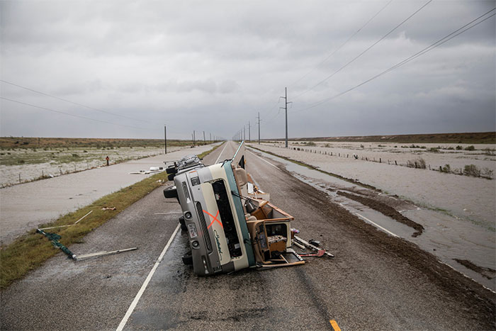A Destroyed Motor Home On State Highway 188