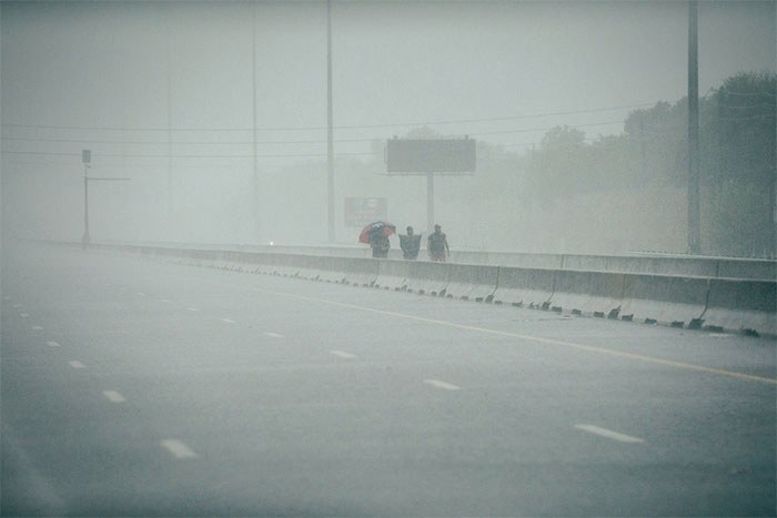 Pedestrians Tried To Escape Along Interstate 610 As Harvey Flooded Houston On Sunday