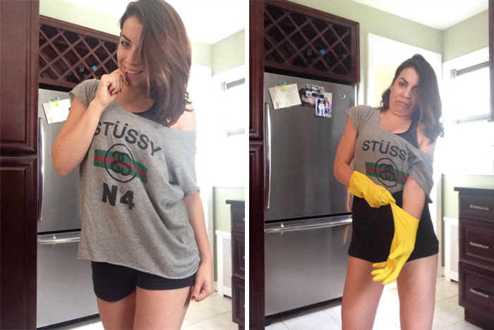 Cleaning The Kitchen. I Love When My Chin Brings A Buddy Along For The Ride