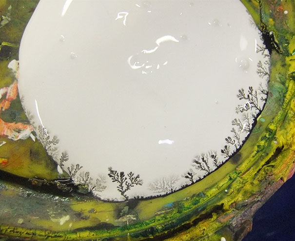 The Residue Of Black Paint Mixed With My White Paint And Made A Little Forest.